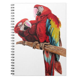 Colourful Red Macaw Watercolor Painting Design Notebook
