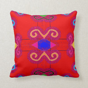 Colourful Red Mexican Style Tile Pillows