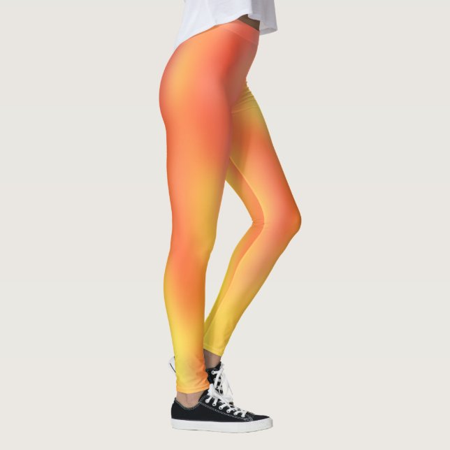 Colourful Red Orange Flames Gradient Pattern Leggings (Right)