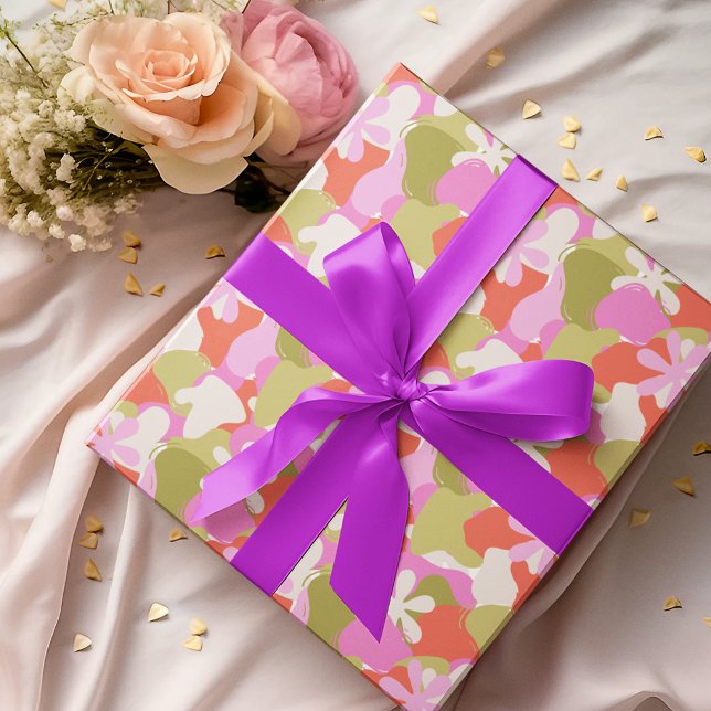 Colourful Red Orange, Green & Purple Abstract Art Wrapping Paper (Creator Uploaded)