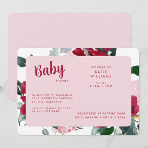 Colourful Red & Pink Floral Baby Shower Invitation