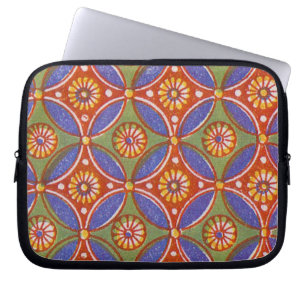 Colourful Red Rustic Circle Pattern Geometric Laptop Sleeve