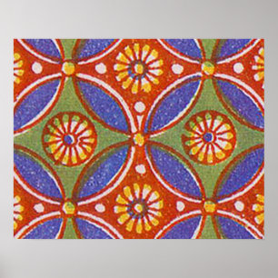 Colourful Red Rustic Circle Pattern Geometric Poster