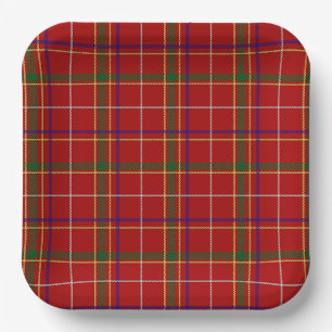Colourful Red Tartan Plaid Paper Plate