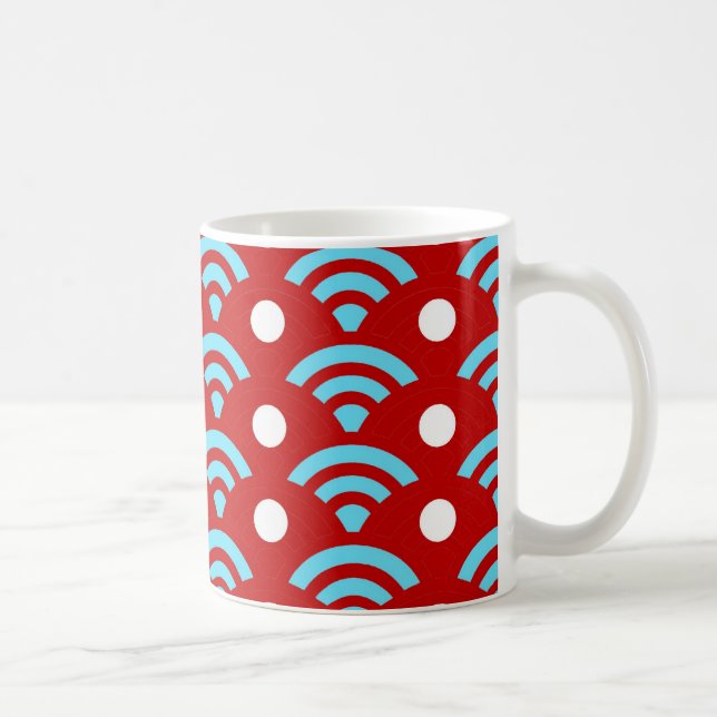 Colourful Red Teal Turquoise Rainbows Arches Dots Coffee Mug (Right)