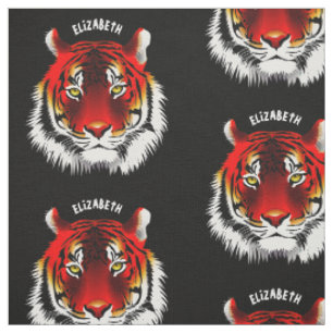Colourful Red Tiger With Yellow Eyes Drawing Fabric