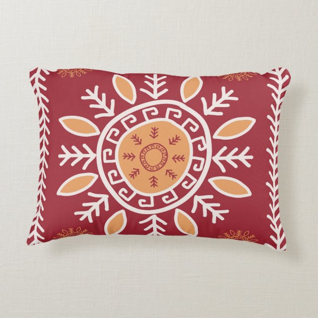 Colourful Red,Tribal Pattern Decorative Cushion (Back)