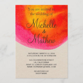 Colourful Red Watercolor Wedding Invitation