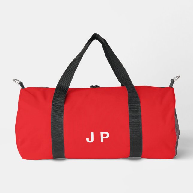 Colourful Red with White Monogram Duffle Bag (Front)
