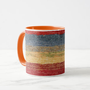 Colourful Red, Yellow, Blue Woven Stripes Design Mug