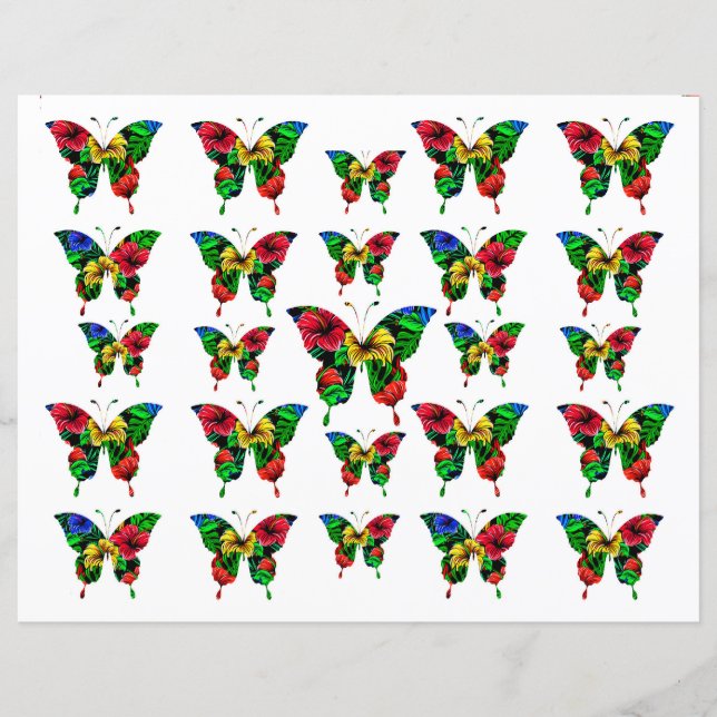 Colourful Red Yellow Green Butterfly Pattern (Front)