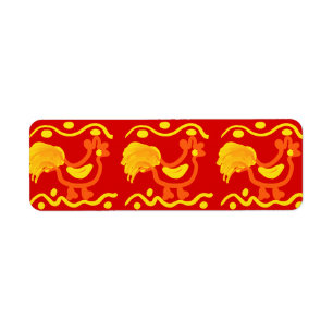 Colourful Red Yellow Orange Rooster Chicken Design Return Address Label