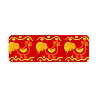 Colourful Red Yellow Orange Rooster Chicken Design Return Address Label