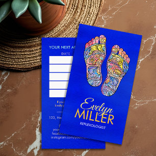 Colourful Reflexology Footprints flourish ornament Business Card