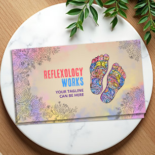 Colourful Reflexology Footprints flourish ornament Business Card