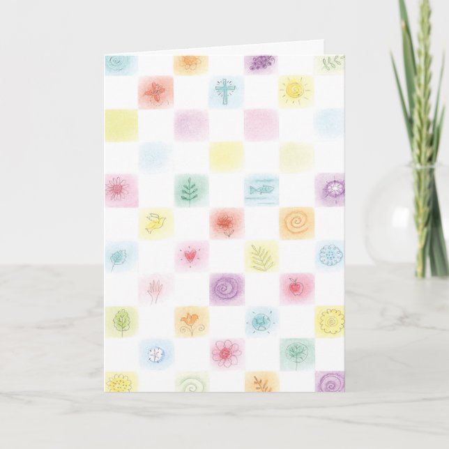 Colourful religious symbol tiles customisable card (Front)