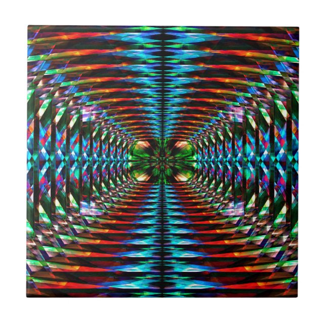 Colourful repeating pattern ceramic tile (Front)