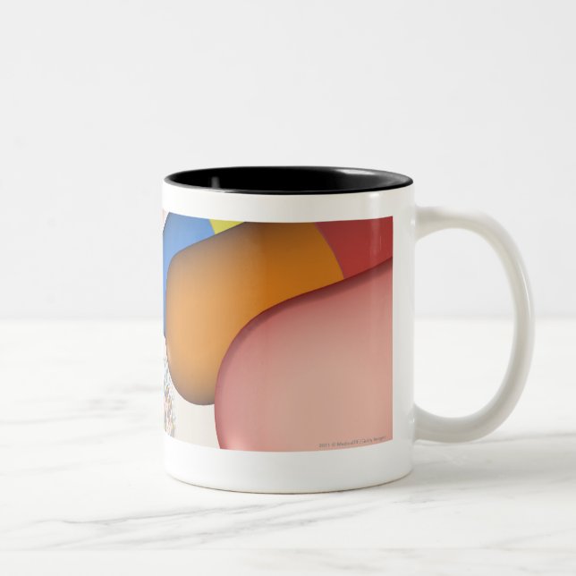 Colourful representation of a DNA strand Two-Tone Coffee Mug (Right)