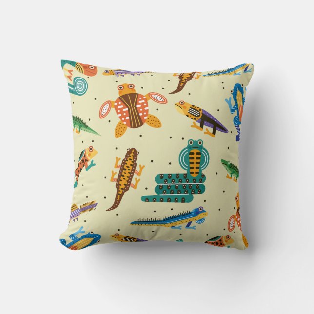 Colourful Reptile Pattern Cushion (Front)