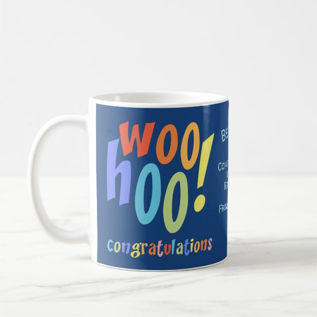 Colourful Retirement Congratulations Typography Coffee Mug (Left)