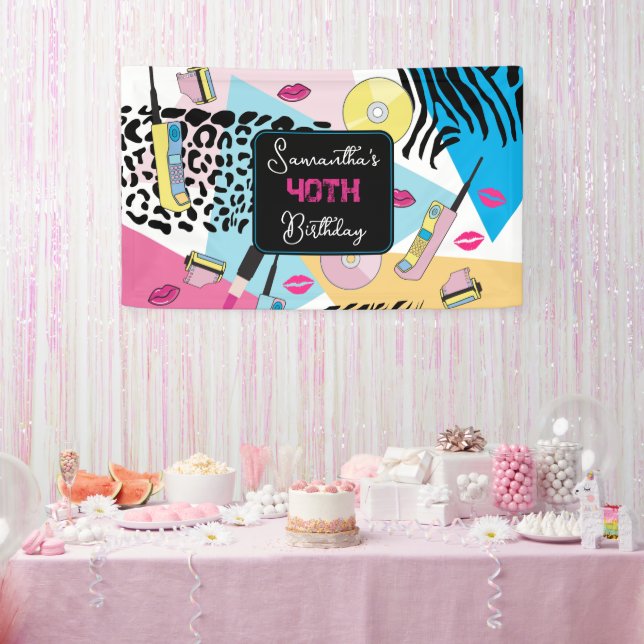 Colourful Retro 1990's Nineties Pattern Banner (Party)
