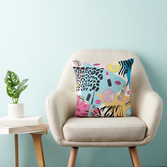 Colourful Retro 1990's Nineties Pattern Cushion (Chair)