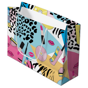 Colourful Retro 1990's Nineties Pattern Large Gift Bag