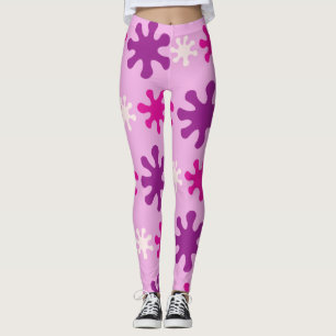 Colourful Retro 60s 70s Pink Splat Leggings