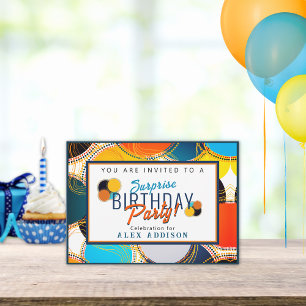 Colourful Retro 70's Abstract Surprise Birthday   Invitation