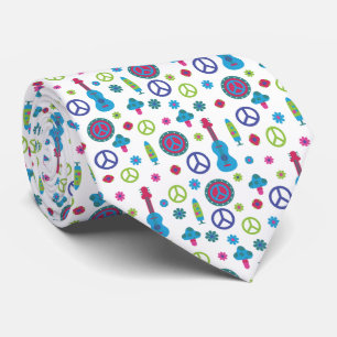 Colourful Retro 70's Peace Sign Pattern Tie