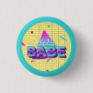 Colourful Retro 80’s Babe 3 Cm Round Badge