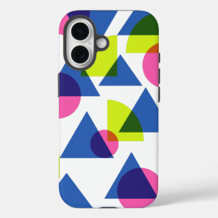 Colourful Retro 90s Neon Geometric Shapes iPhone 16 Case