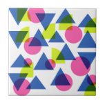 Colourful Retro 90s Neon Geometric Shapes Ceramic Tile<br><div class="desc">Fun retro 1990s inspired neon geometric shape graphic design in bright yellow,  blue,  and pink.</div>