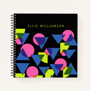 Colourful Retro 90s Neon Geometric Shapes Custom Notebook