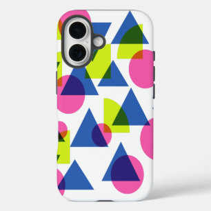 Colourful Retro 90s Neon Geometric Shapes iPhone 16 Case