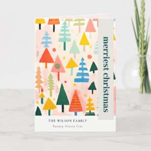 Colourful Retro Abstract Christmas Landscape Photo Holiday Card