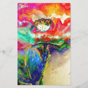 Colourful retro Abstract colour watercolor paintin Stationery