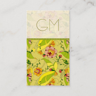 Colourful Retro Abstract Floral Collage 3 Business Card