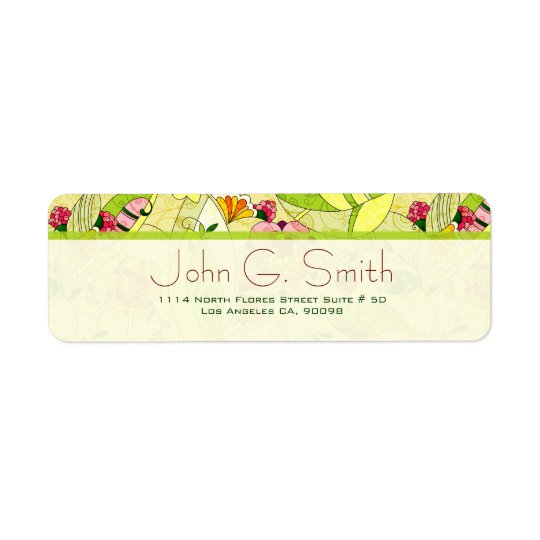 Colourful Retro Abstract Floral Collage Return Address Label