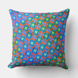 Colourful Retro Abstract Geometrical Stars Pattern Cushion