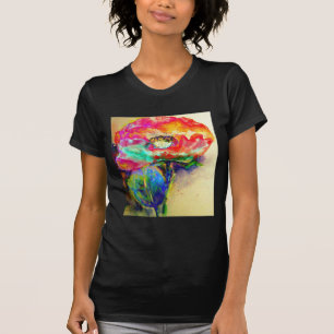 Colourful retro Abstract Poppy watercolor T-Shirt