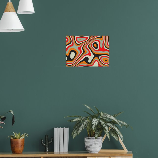 Colourful Retro Abstract Swirlies Poster (Living Room 1)