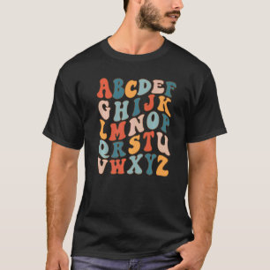 Colourful Retro Alphabets For Kindergarten Teacher T-Shirt