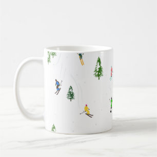 Colourful Retro Alpine Skiers Illustration Coffee Mug