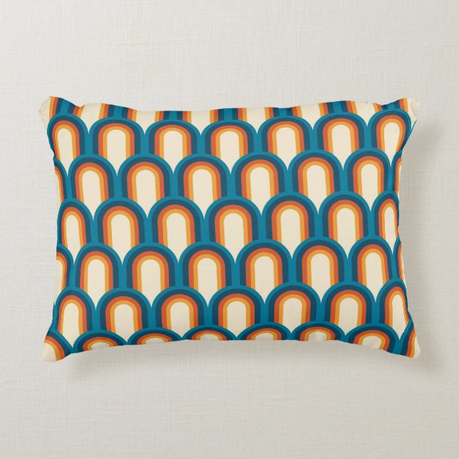 Colourful Retro Arch Rainbow Pattern Decorative Cushion (Front)
