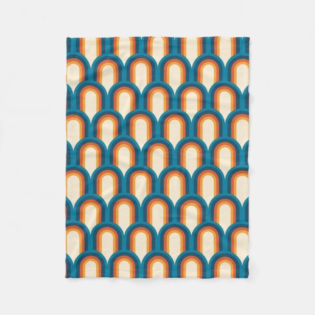 Colourful Retro Arch Rainbow Pattern Fleece Blanket (Front)