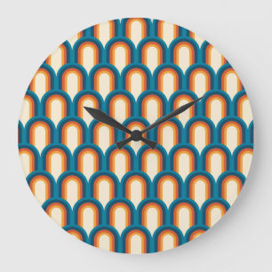 Colourful Retro Arch Rainbow Pattern  Large Clock