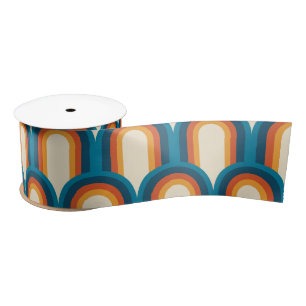 Colourful Retro Arch Rainbow Pattern Satin Ribbon