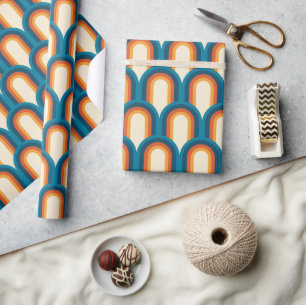 Colourful Retro Arch Rainbow Pattern Wrapping Paper