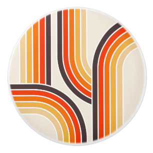 Colourful retro arches and lines ceramic knob